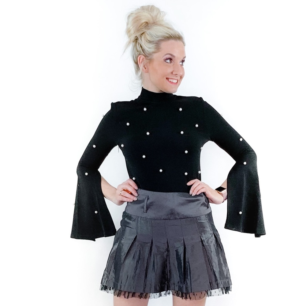 Silver Grey Fit Flare Dressy Skirt - Picture 7 of 8